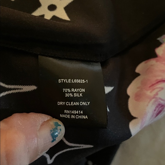 NWT Johnny Was JADE Small black Floral Frankie Kasumi silk blend Wide-Leg Pants - Picture 13 of 13